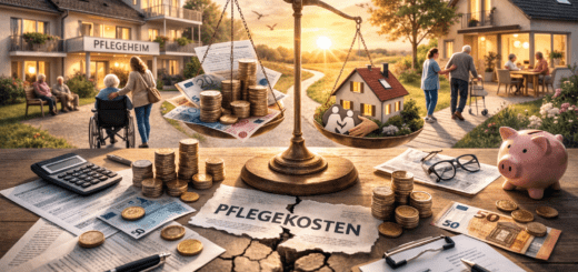 Darstellung Waage Pflegekosten Heim und Zuhause, detailreich